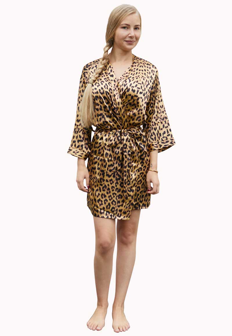 Kimono dames panter - satijn - Satin-Luxury