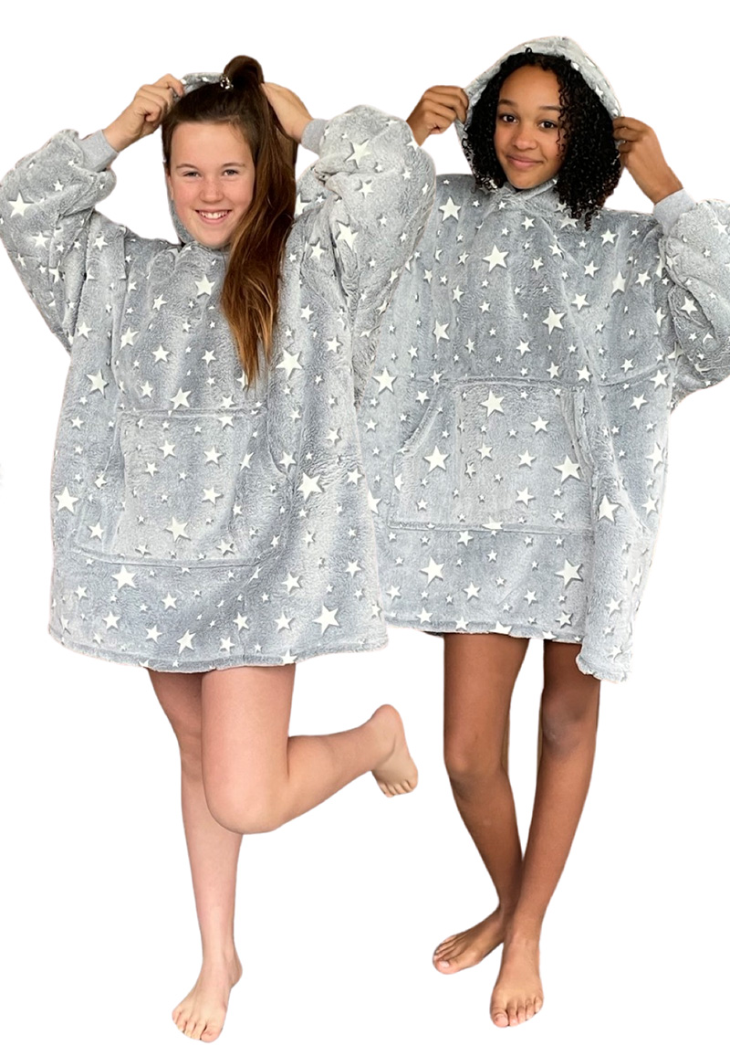 Plaid met mouwen - kind - fleece - glow in the dark - Badrock