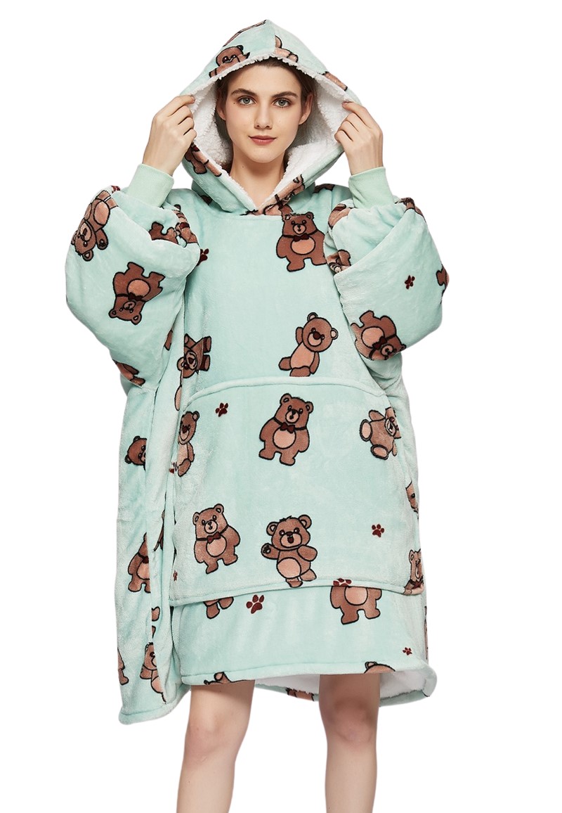 Plaid met mouwen - fleece - beren - Badrock