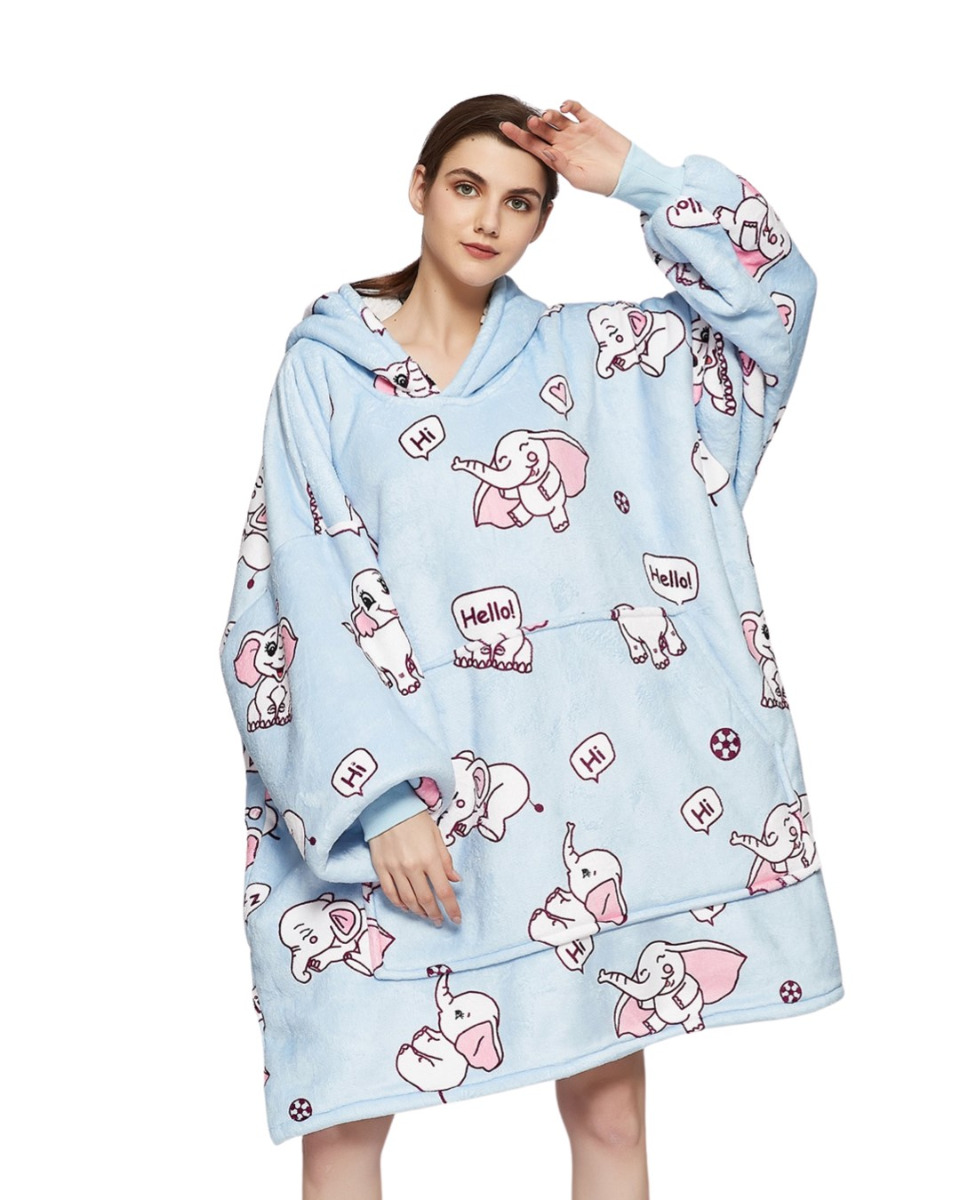 Plaid met mouwen - fleece - olifanten - Badrock