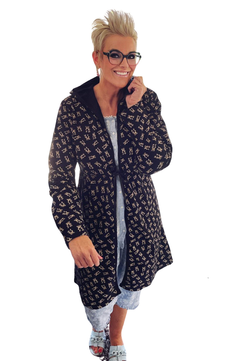 Dames ochtendjas beren - met capuchon - dun katoen-l