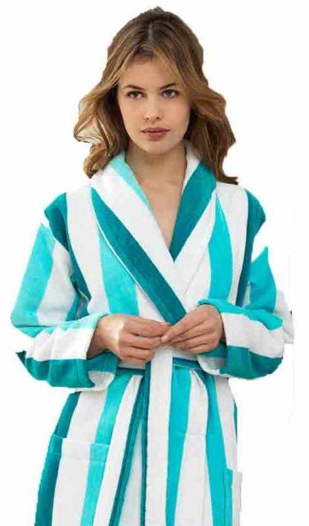 Vandyck badjas turquoise - L