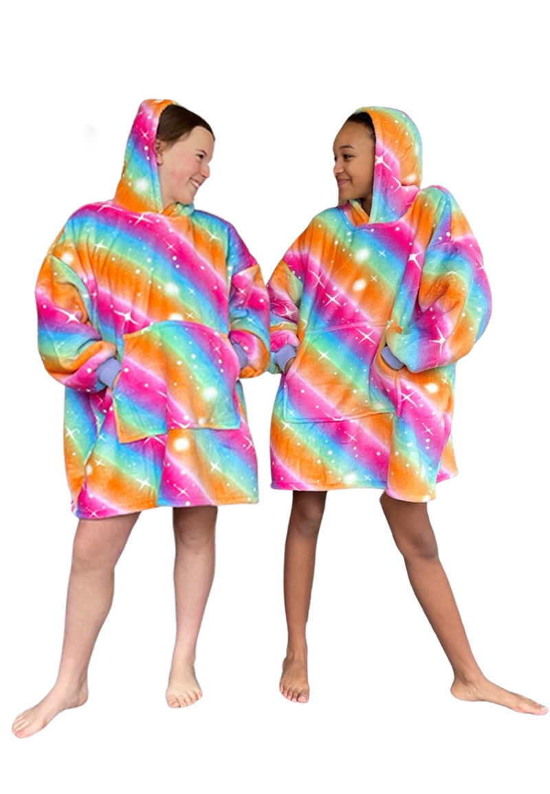 Badjas Regenboog kindersnuggie fleece met hoodie