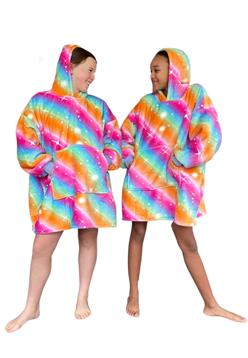 Plaid met mouwen - kind - fleece - regenboog - Badrock