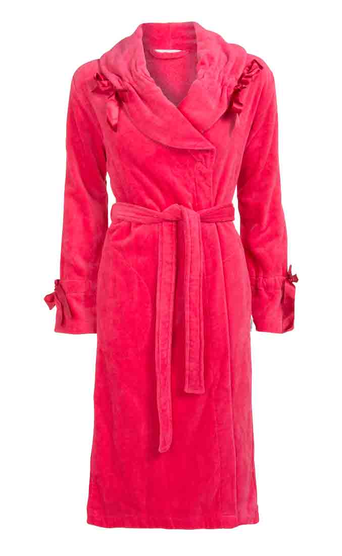 Roze badjas met strikjes - L