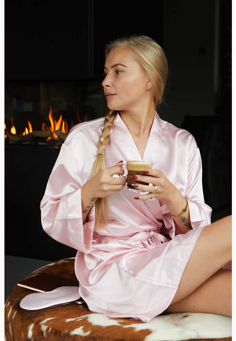 Kimono dames lichtroze - satijn - Satin-Luxury