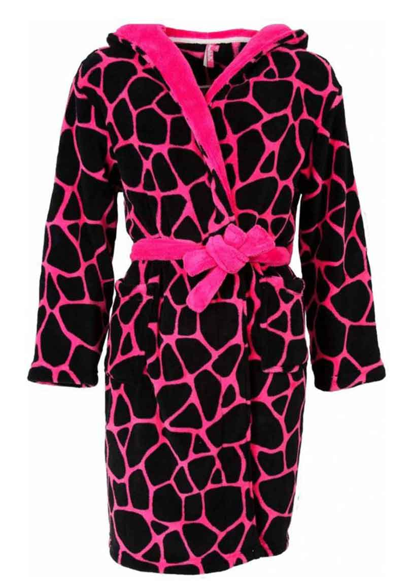 Roze kinderbadjas giraf-140