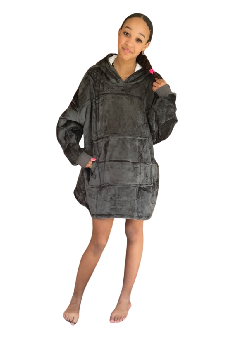 Plaid met mouwen - kind - fleece - grijs - Badrock
