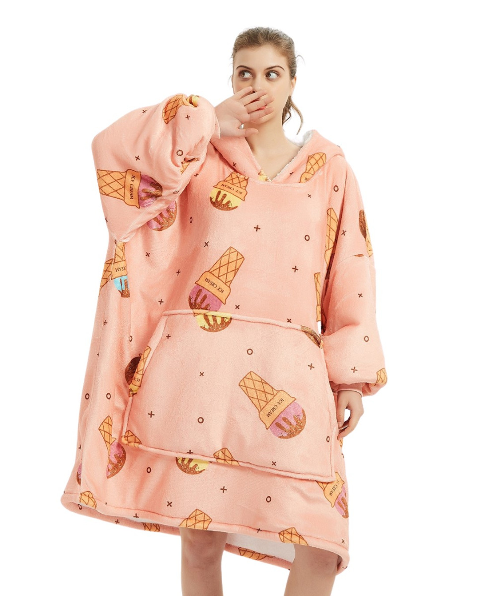 Plaid met mouwen - fleece - ijsjes - Badrock