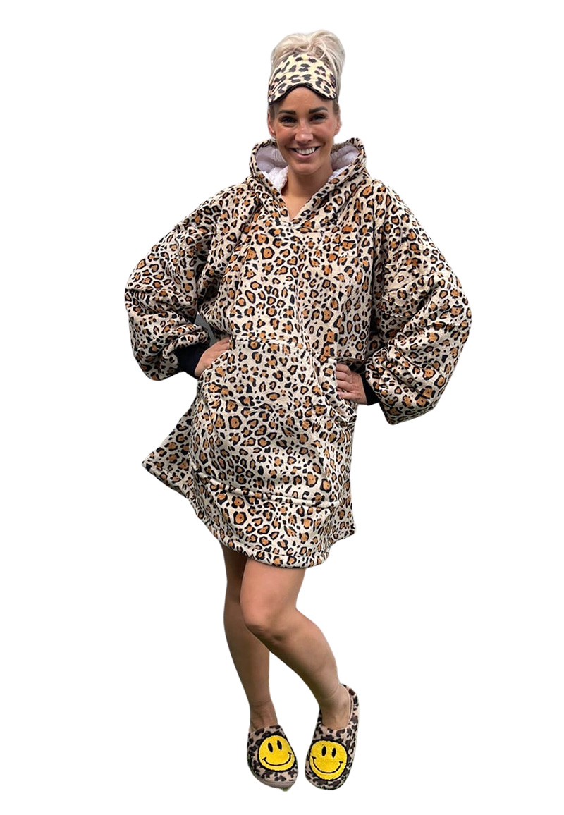 Plaid met mouwen - fleece - leopard print - Badrock