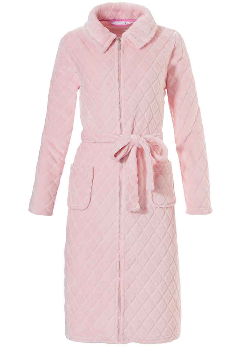 Lichtroze fleece badjas met rits - Pastunette-2xl