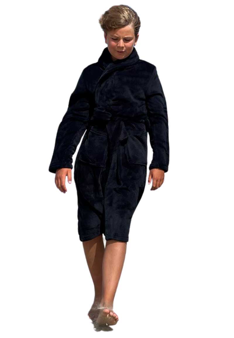 Zwarte kinderbadjas fleece